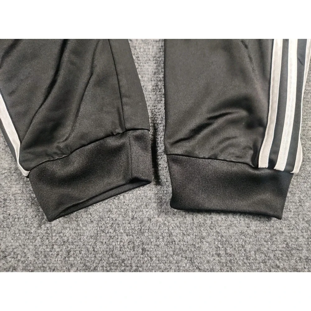 Adidas Boys XL 18/20 Tricot Track Pants Black White 3-Stripes Tapered Joggers